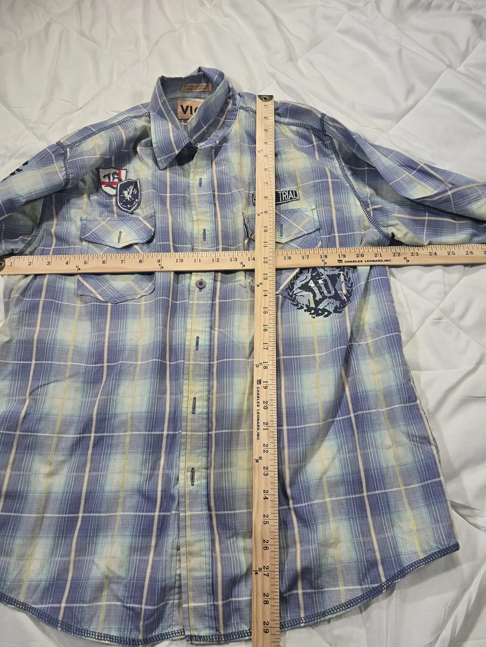 Vintage Heroic Rescue Blue Plaid Men’s Shirt Size Medium